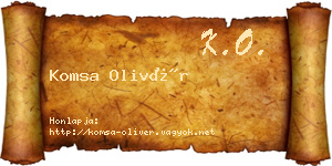 Komsa Olivér névjegykártya